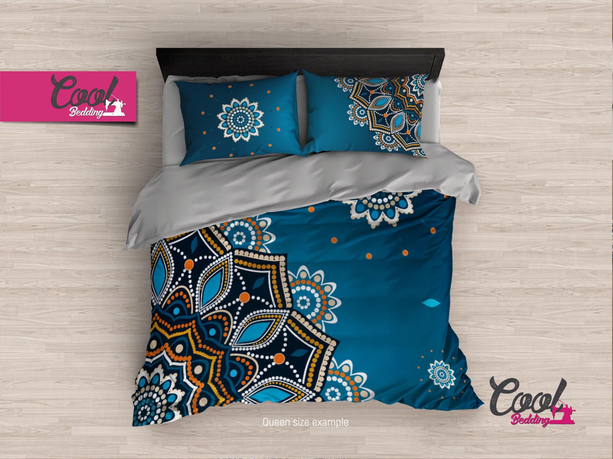 Blue Mandala Duvet Cover Bohemian Bedding Set Moroccan Blue Mandala Duvet Cover Bohemian, Bohemian Bedding King