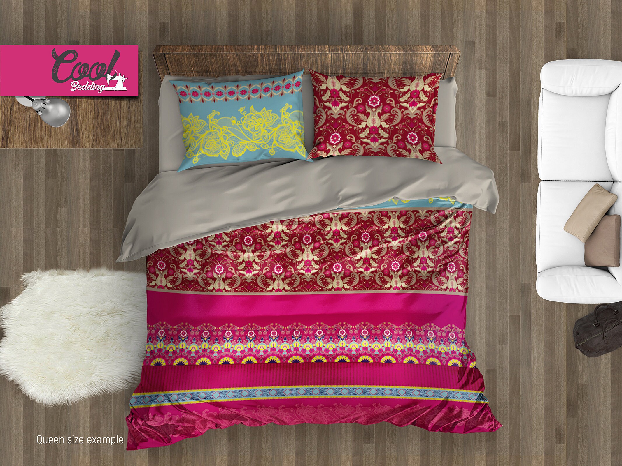 Bohemian Bedding Set Romantic Flowers Boho Duvet Cover Boho Etsy
