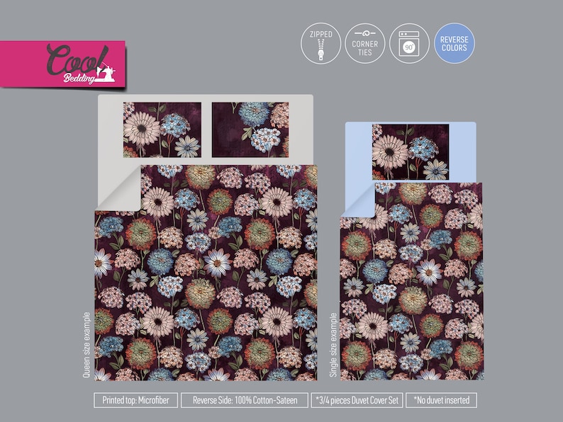Bohemian Bedding Hugging and Decorative Pillow Covers #188 Floral Pattern Bed Linen Watercolor Flowers Bed Sheets
