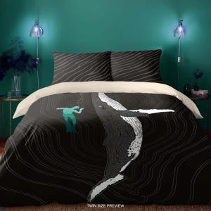 Sea Diving Duvet Cover Set – Blue Ocean Comforter – Seabed Bedding Set in Queen or King Size – Marine Bedroom Decor by CoolBedding, B39