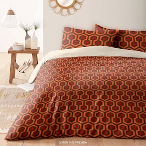 Horror Movie Bedding Set – Spooky Comforter– Duvet Cover Set Red Pattern – Redrum Rug Pattern by CoolBedding, B250