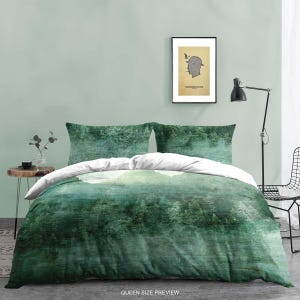 Woodland Bedding Set – Green Pine Forest Duvet Cover – Retro Nature Comforter Set – Cabin, Rustic, Outdoorsy Bedroom by CoolBedding, B201