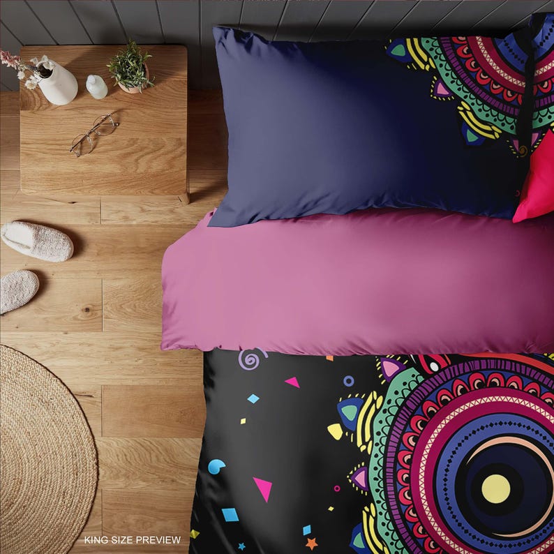 Süsses Eulen Bettwäsche Set – Boho Bettbezug mit Kissenbezügen – Boho Eulen Tagesdecke – Skurriler Schlafzimmer Stil, B148 Bild 4