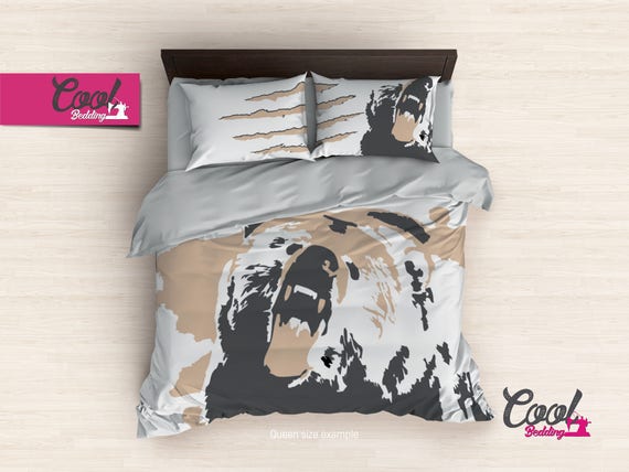 Farmhouse Bedding Bohemian Bedding Brown Bear Duvet Covers Etsy