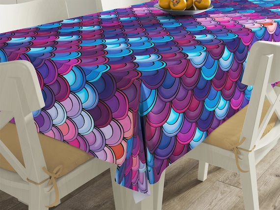 Mermaid Tablecloth, Table Runner Mermaid Scale, Microfiber Tablecloths,  Handmade Tablecloths, Animal Table Cloth, T01 