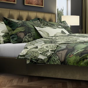 Reversible Tropical Bedding – Double-Sided Palm Leaves Duvet Cover – Exotic Two-Sided Comforter Set by CoolBedding, RB-03