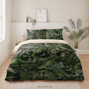 Palm Leaf Bedding Set: Tropical Botanical Comforter or Duvet