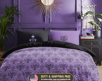Gothic Victorian Bedding Set - Haunted Mansion Duvet Cover - Dark Academia Bedroom Decor, 205
