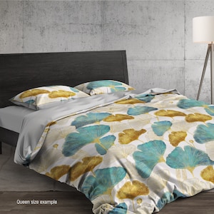 Ginkgo Duvet Cover, Bedding Set Ginkgo Leaves, Floral Pattern Comforter, B266