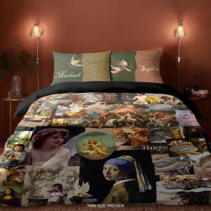 Beddengoedset Renaissance meesterwerk - Custom Fine Art dekbedovertrek - Gepersonaliseerde esthetische collage dekbedset van CoolBedding, B270