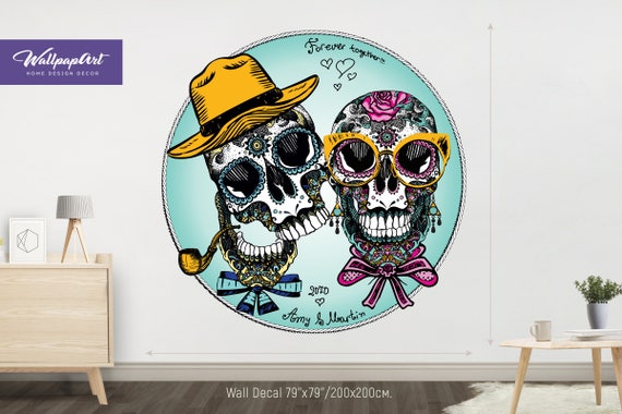 personalized wall decal sugar skull wall decals self | etsy