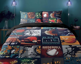 Sporty Dreams Bedding Set: Athletic Sports Theme Comforter, B275