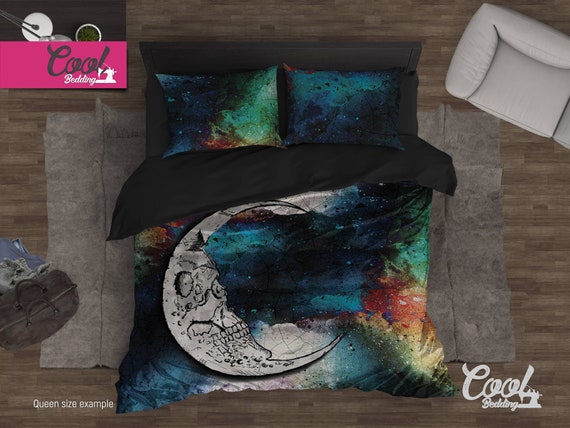Skull Moon Bohemian Bedding King Queen Full Single Duvet Cover Sugar Skull Bedding Set Bedroom Decor 84