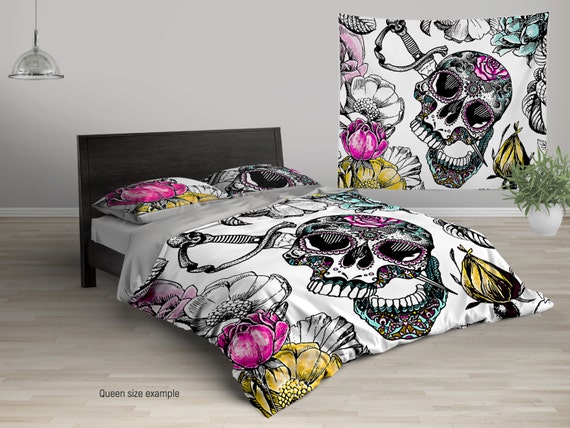 Sugar Skull Bedding Skull Comforter Set Personalized Duvet Etsy