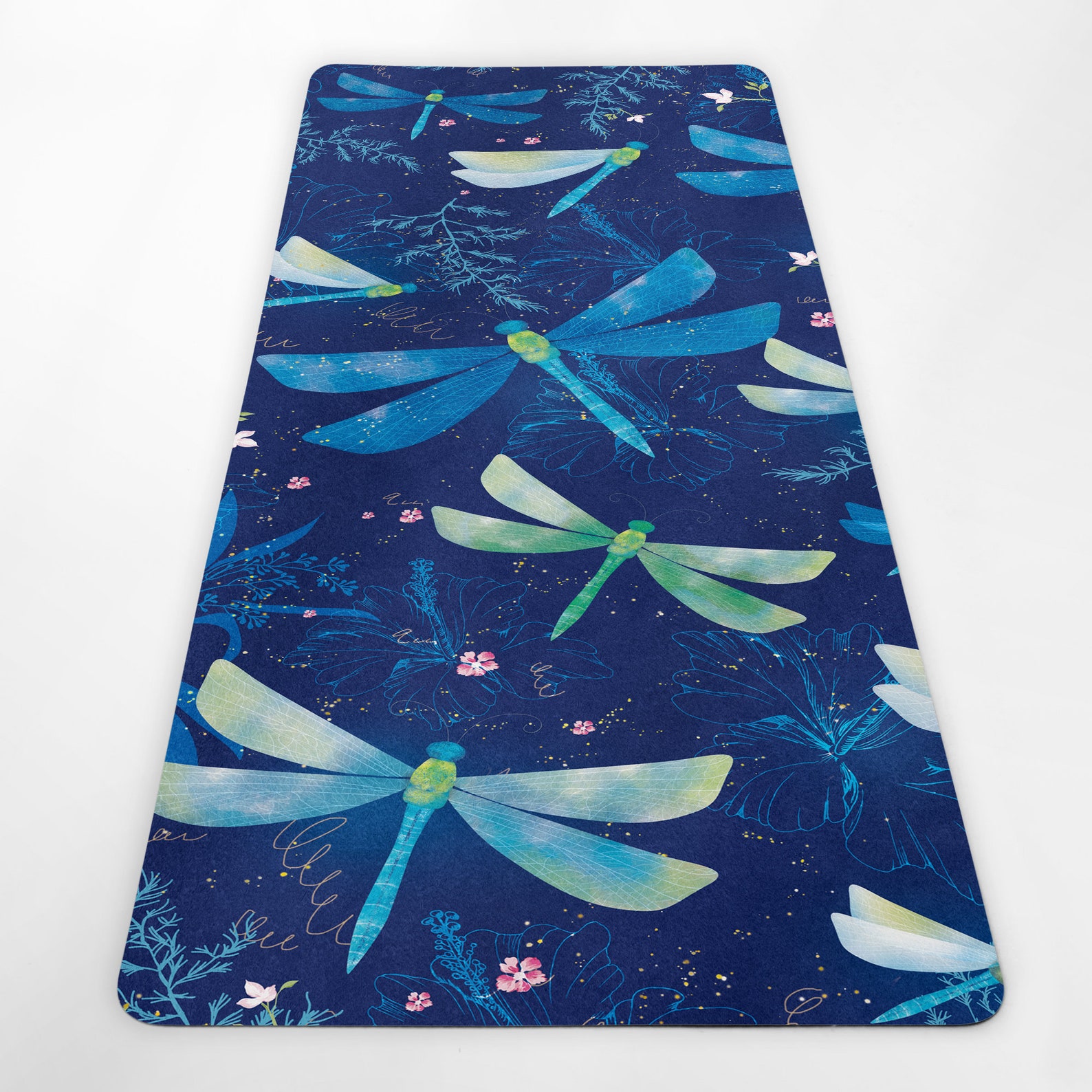 Dragonfly Yoga Mat Pilates Rug Natural Rubber Mat Butterfly Etsy UK