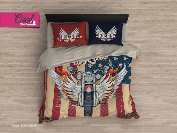 Personalized Motorcycle Bedding Born To Ride Duvet Cover Set Etsy