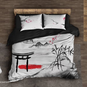 Japanese Bedding, Cherry Blossom Duvet Cover, Sakura Comforter Set by Cool Bedding, 236