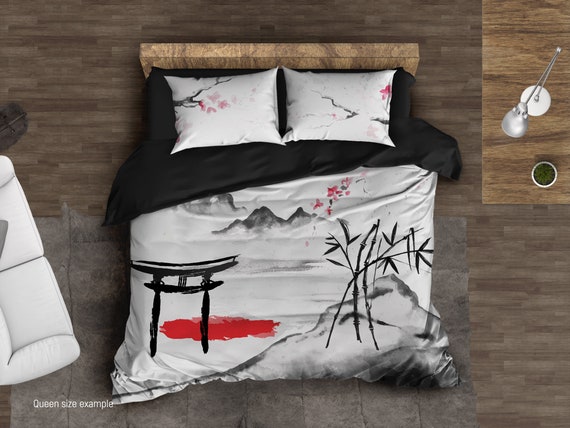 Japanese Bedding Cherry Blossom Duvet, Asian Duvet Cover Sets