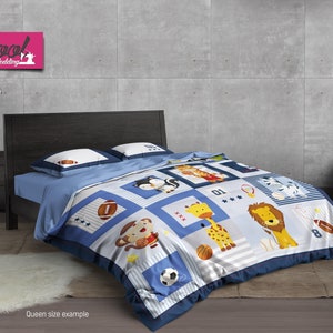 Personalizowana kołdra dla dzieci – Sportowe zwierzęta Kołdra i pościel – Prześcieradła z postaciami z kreskówek firmy CoolBedding, B228