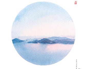 Howe Sound Watercolour Print, Vancouver Salish Sea Landscape - WANRU KEMP