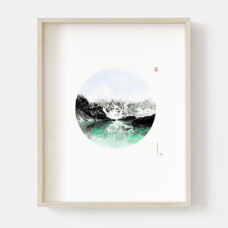 Moraine Lake Watercolor Print, Banff Mountain Landscape - WANRU KEMP image 5