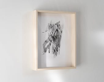 One of a kind, Charcoal Pencil Drawing: Nature inspired abstract art 9x12in. Artist- WANRU KEMP