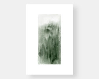 Abstract landscape painting print, Misty mountains art, green forest painting print, abstract watercolour print, abstract landscape print