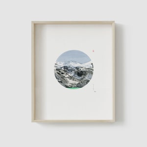 Joffre Lake Watercolor Landscape Print: Pemberton, BC Circle Art. Artist- WANRU KEMP