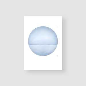 Mill Bay Seascape Watercolour Painting Print: Minimalist Circle Art, Vancouver Island. Artist- WANRU KEMP