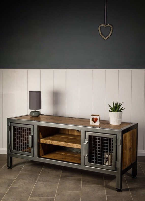 Rustic metal tv stand deals