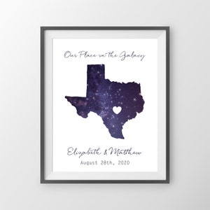 Galaxy States Wedding Guest Book - Unique Wedding Guestbook, State Sign In Board, Two State Guest Book, Watercolor print, Wedding Art