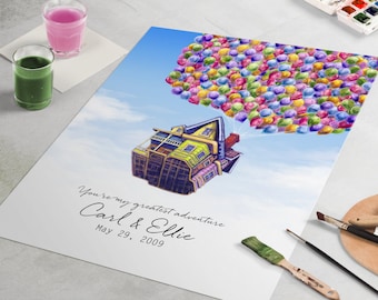 Up House Wedding Guest Book – Disney Pixar Custom Art Print