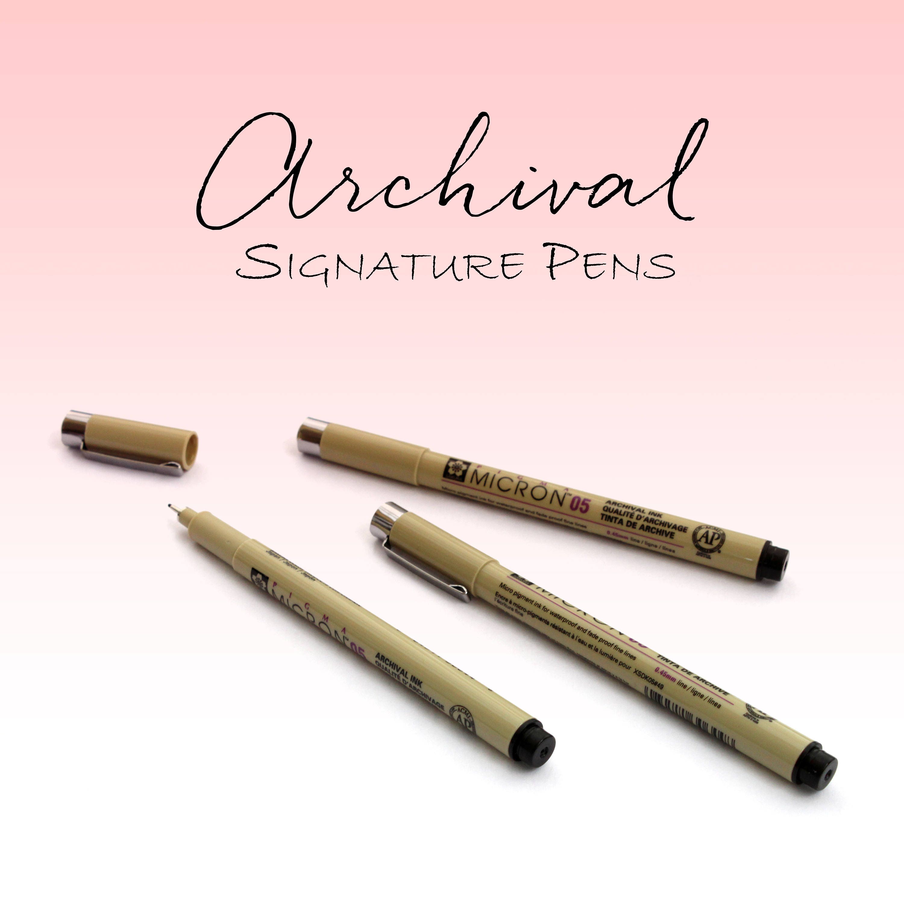 Archival Signature Pens Wedding Guest Book Signature Pens, Fine Tip Drawing  Pen, Fade Proof, Smear Proof, Pen for Signing, Black Ink 