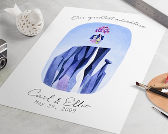 Up House Wedding Guest Book – Disney Pixar Paradise Falls Print