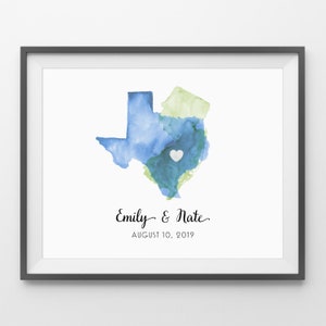 Watercolor States Wedding Guest Book - Unique Wedding Guestbook, State Sign In Board, Two State Guest Book, Watercolor print, Wedding Art