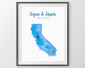 Watercolor State Guest Book Print – Personalized Wedding Keepsake