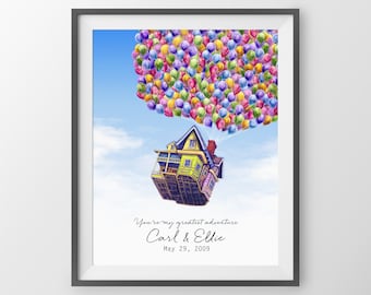 Up House Wedding Guest Book Alternative – Custom Disney Pixar Print