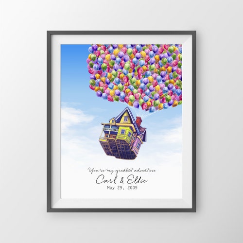 Up House With Balloons Wedding Guest Book Alternative Custom Etsy