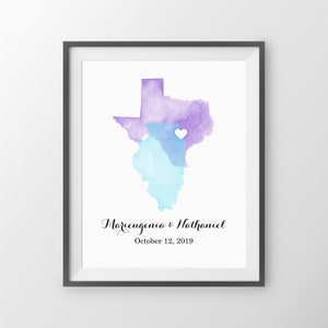 Wedding Guest Book Alternative - Watercolor States Guestbook, State Sign In Board, Two State Guest Book, Watercolor print, Wedding Art