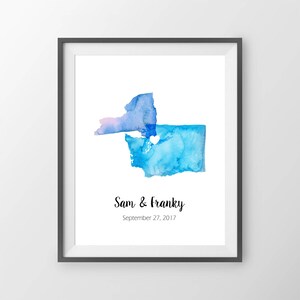 Wedding Guest Book Alternative - Watercolor States Guestbook, State Sign In Board, Two State Guest Book, Watercolor print, Wedding Art