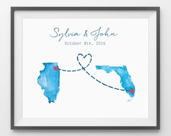 Custom Watercolor State Wedding Guest Book – Personalized Keepsake Print