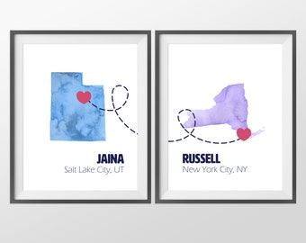 Watercolor States Wedding Guest Book – Personalized Archival Print