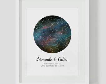 Constellation Wedding Guest Book – Personalized Star Map Night Sky Print