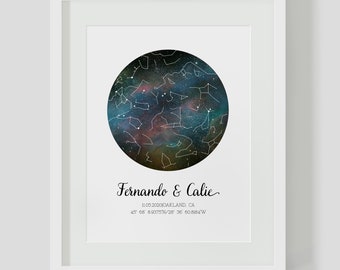 Constellation Wedding Guest Book - Star Map, Night Sky Print, Wedding Gift for Couple, Wedding Anniversary Gift, Guest Book Poster, Wedding