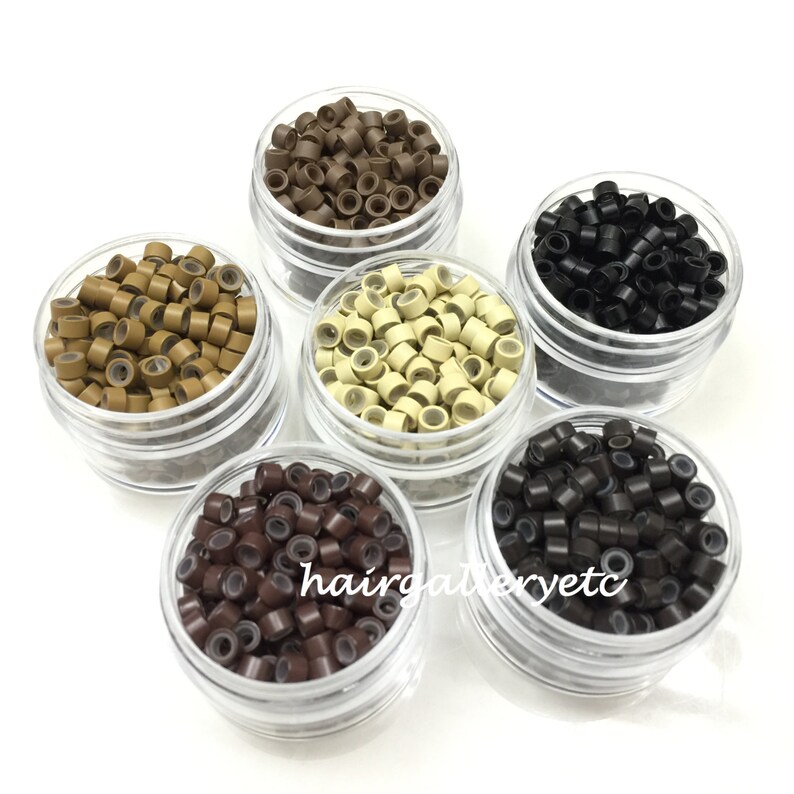 250 Silicone Micro Beads Feather Hair Extension Beads Crimp Etsy