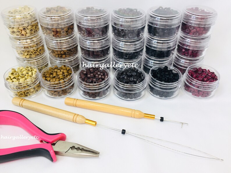 250 Silicone Micro Beads Feather Hair Extension Tool Kit Etsy