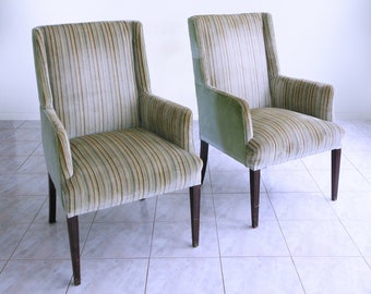 set of 2 hollywood regency WING CHAIRS petite CHIPPENDALE style armchairs - Shipping Included