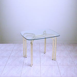 mid century modern BRASS & GLASS end table space age CANTILEVER hollywood regency side table - Shipping Included