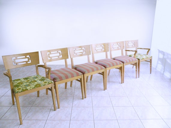 Set of 6 Mid Century Modern CHINOISERIE Dining Chairs After JAMES