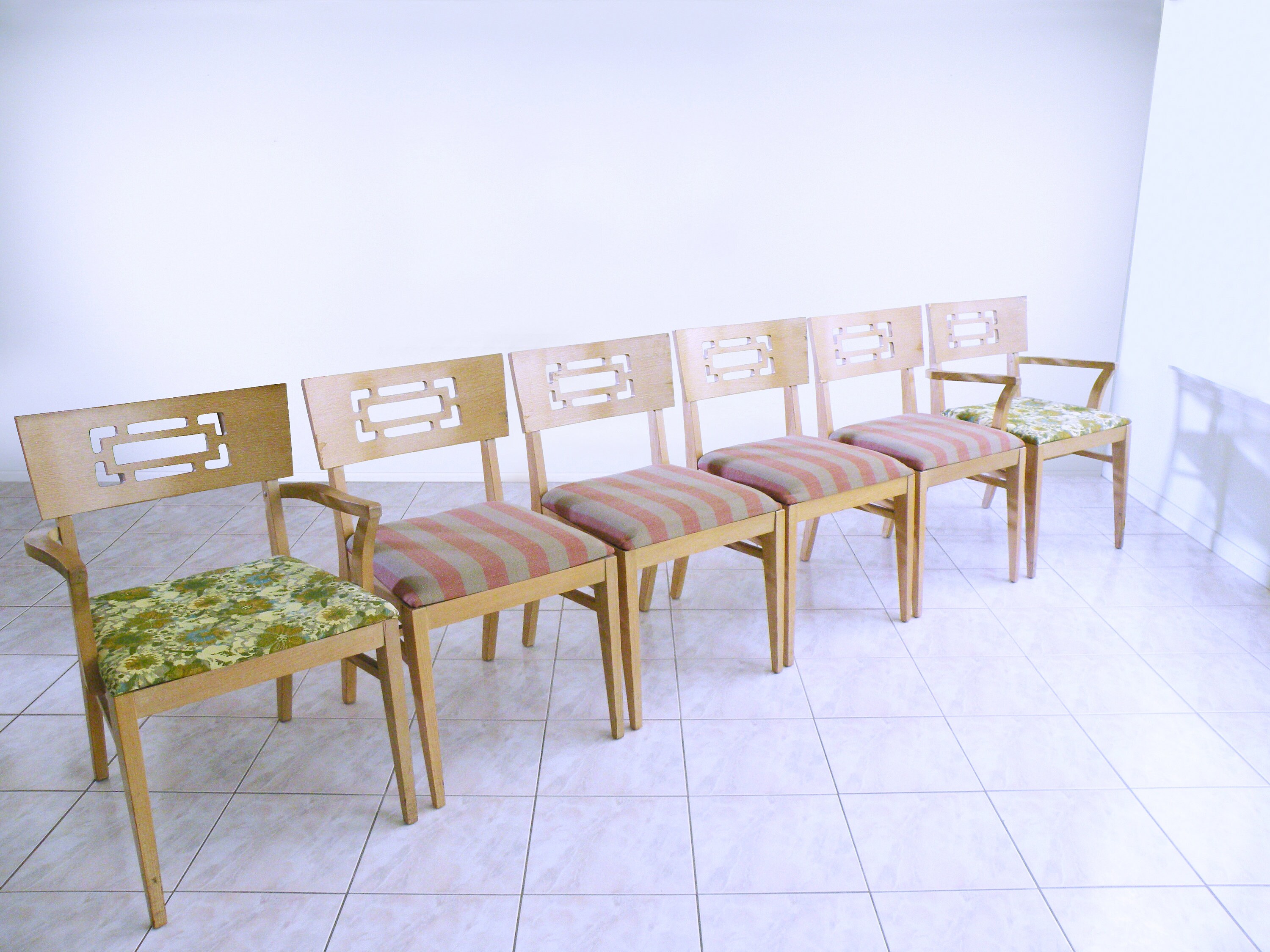 Set of 6 Mid Century Modern CHINOISERIE Dining Chairs After